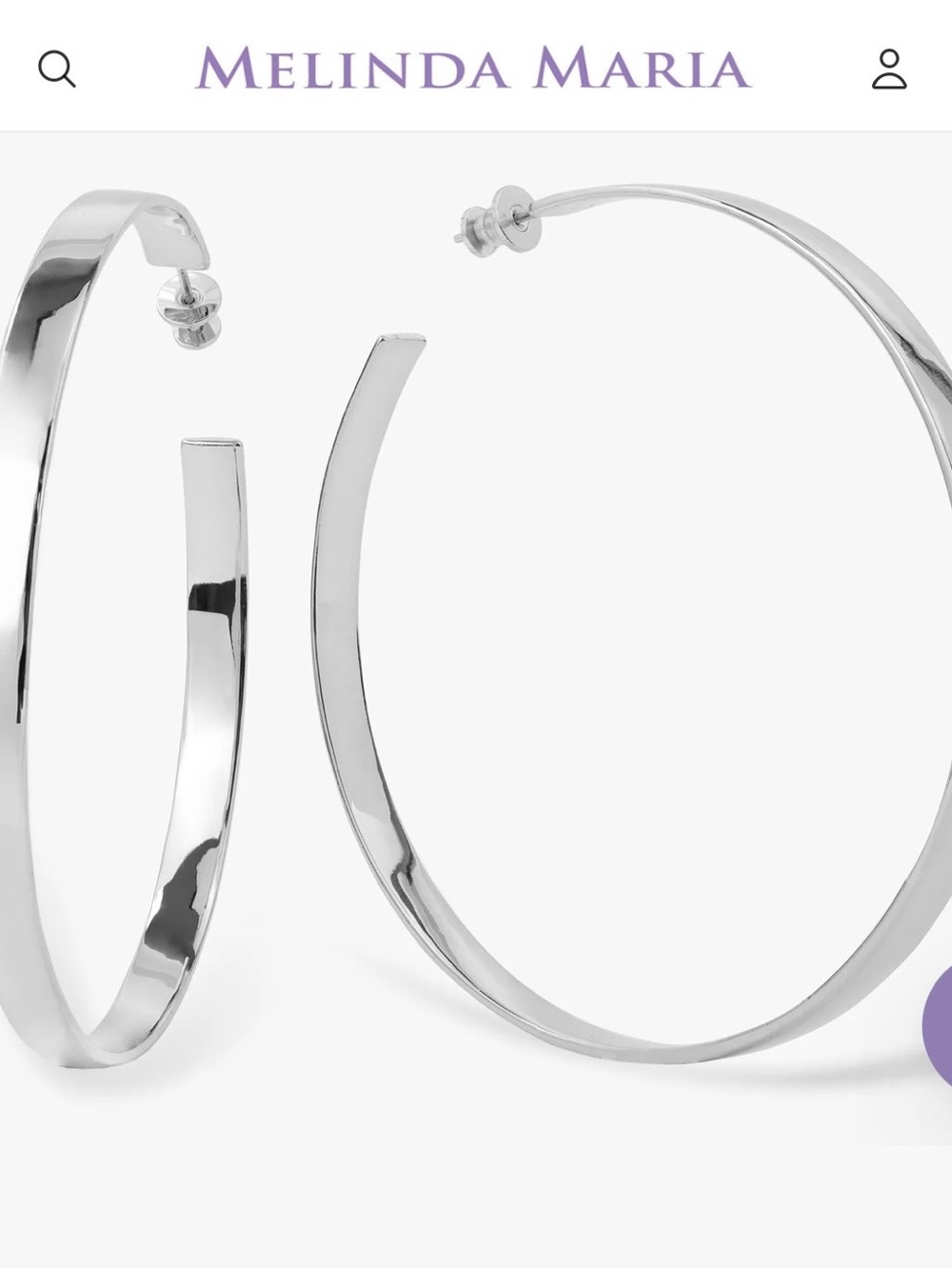 Melinda Maria Shiny Silver Wide Hoop Earrings